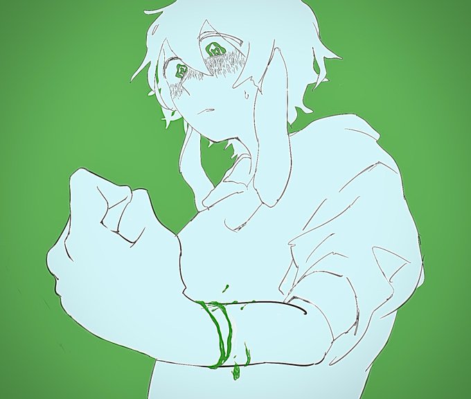 「clenched hand green eyes」 illustration images(Latest)