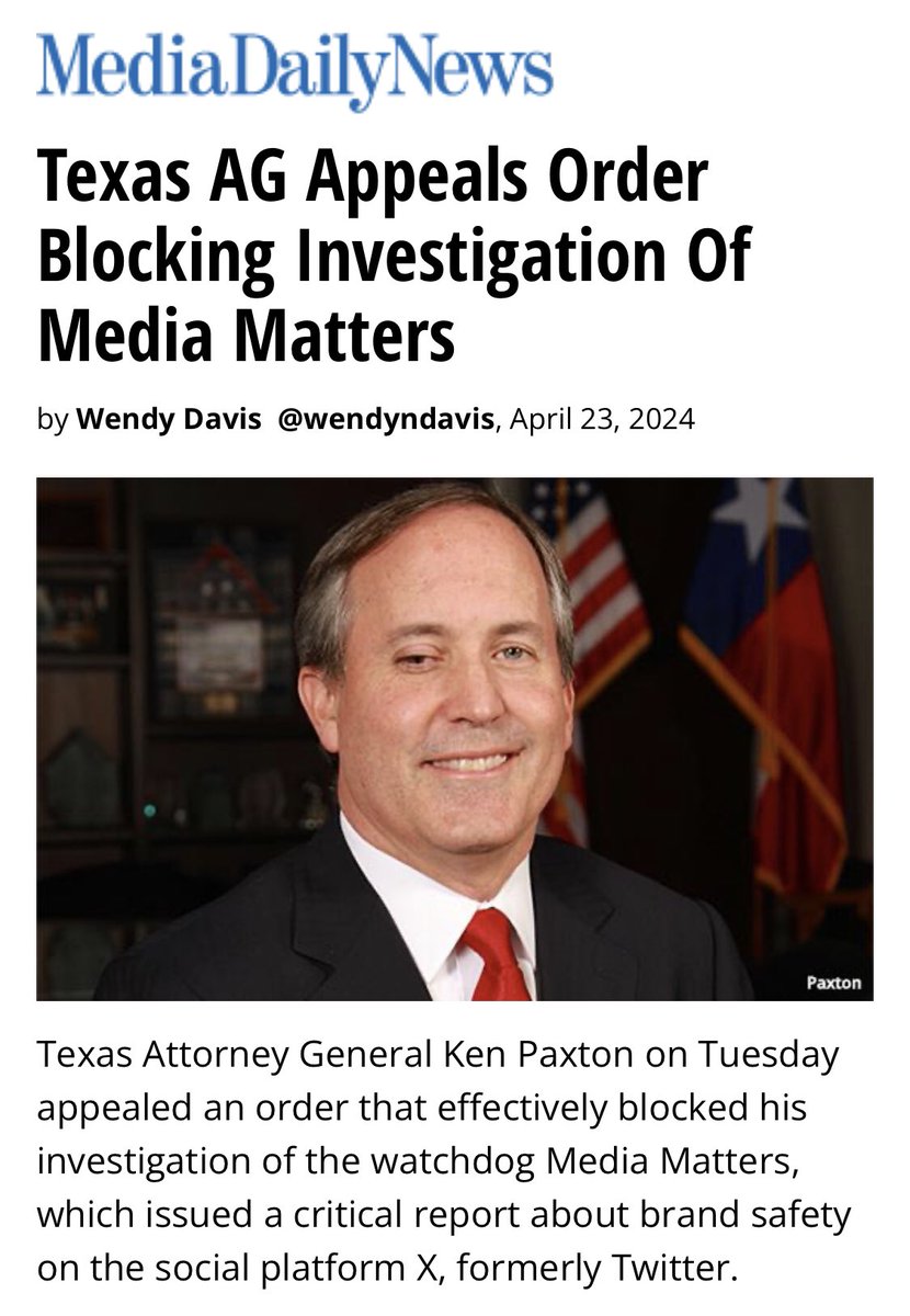 🔥That time the president and CEO of Media Matters Angelo Carusone 🤡 got 

BUSTED

For spreading

DISINFORMATION

By claiming Media Matters “won its lawsuit against Texas AG Ken Paxton”

When all they “won” was a preliminary injunction that is being appealed. 🙄