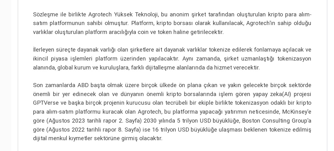 Yakın takibimde olan ve ön satışına da katıldığım @gpt_verse projeyi ileri taşımaya devam ediyor.

Borsa İstanbul'da 35 Milyar Liralık bir değere sahip olan Türkiye'nin en büyük şirketlerinden #Agrotech ile işbirliği yaptılar.

#Bitcoin    düşüşü piyasada büyük sessizliğe yol…