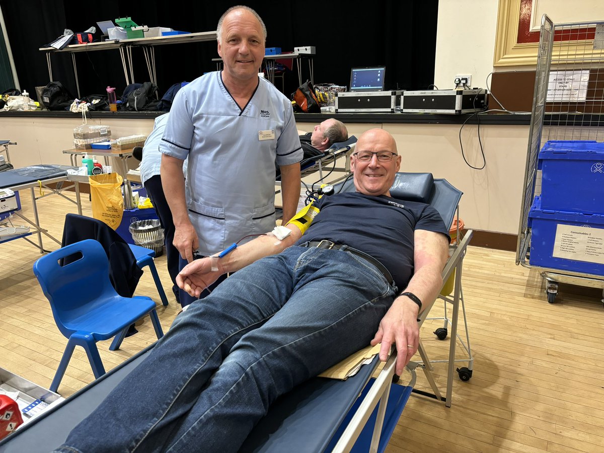 This afternoon I was superbly well looked after by Harry @givebloodscot in #Blairgowrie Town Hall. Please join me in giving blood if you can to help others.