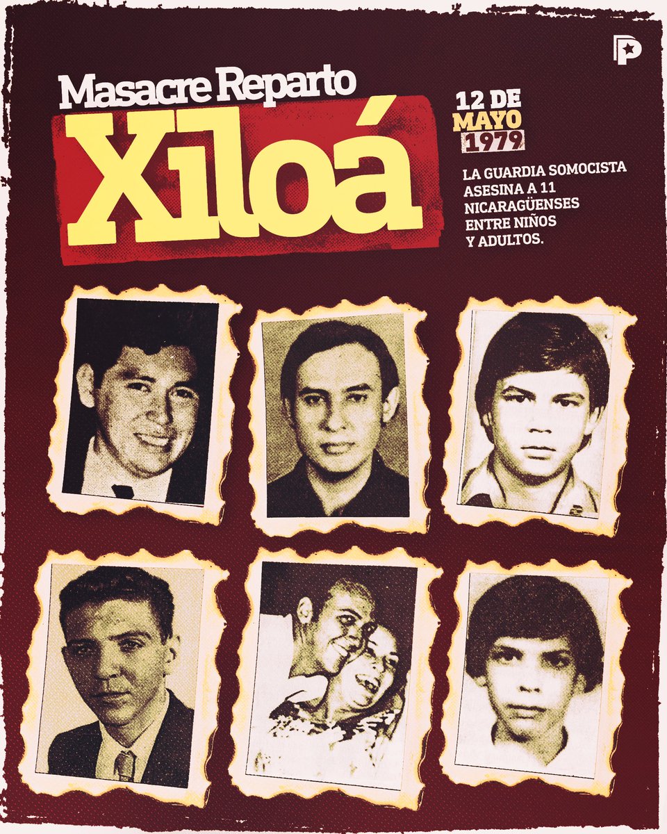 El 12 de mayo de 1979, en una muestra despiadada de opresión, la Guardia Somocista segó la vida de 11 personas en el Reparto de Xiloá. Entre las víctimas se encontraban tanto niños como adultos, en un acto de barbarie que no conoce límites. 🔴⚫️