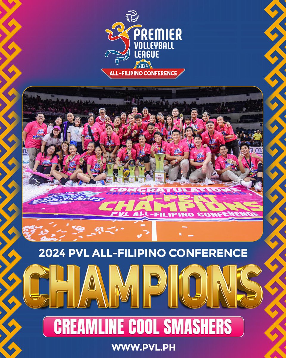 Eight times and still soaring! 🏐🏆 

The Creamline Cool Smashers add another chapter to their legendary legacy as they clinch the championship for the 8th time!

#PVL2024 🏐  | #TheHeartOfVolleyball ❤️