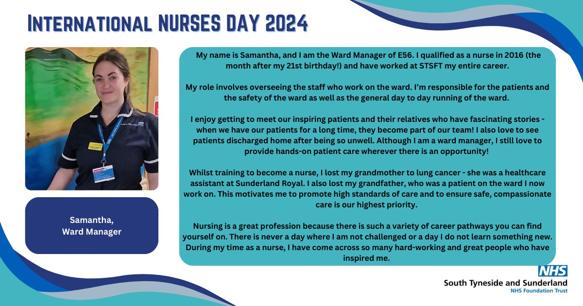 We've loved sharing all of our nurses stories with you, for #InternationalNursesDay 🎉💙 And we have more, this time, from Samantha 🙌

#TeamSTSFT
