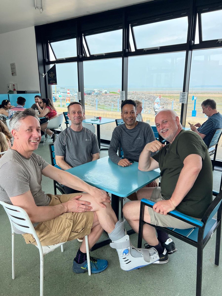 A neurologist, gastroenterologist, transplant surgeon and prionologist putting the world to rights in Morecambe Bay Beach Cafe.