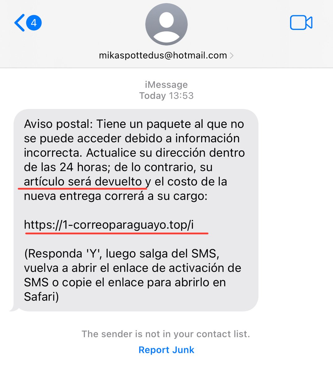 🚨 Tengan cuidado con este tipo de estafas.

Al realizar un pago online con mi tarjeta me llegó un sms indicando que tenía un supuesto paquete en el correo paraguayo.