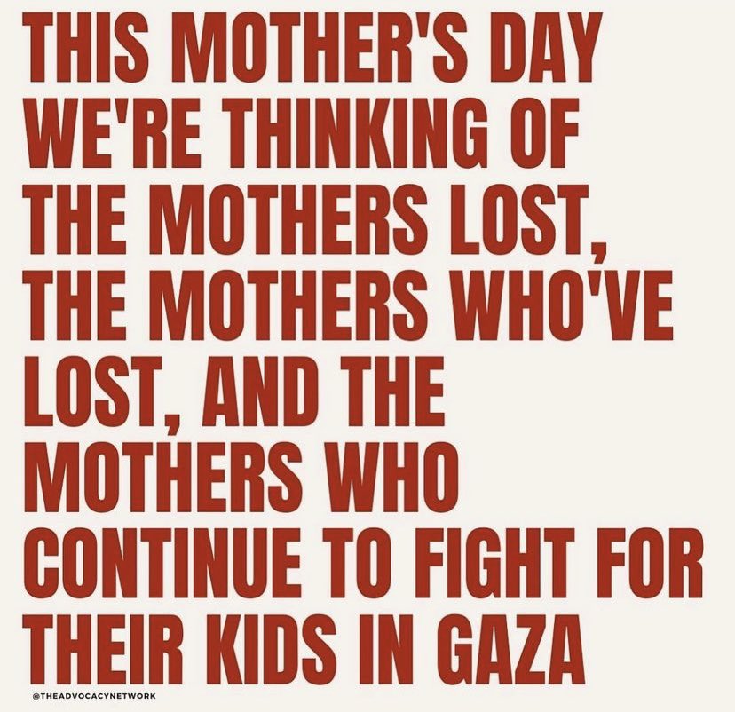 Happy Mother’s Day to all Palestinian Mothers, Grandmothers, and even the older sisters who have been left to look after their younger ones. Your strength and courage doesn’t go unnoticed and I hope one day you will be able to celebrate this day as you deserve #FreePalestine 🇵🇸