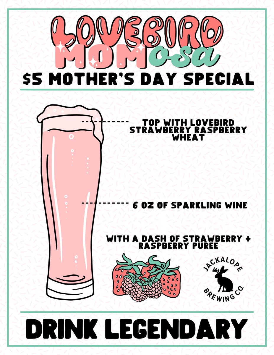 Bring your mama down to The Ranch and treat her to a Lovebird MOMosa 🍻 

This spin on our best-selling Lovebird Strawberry + Raspberry Wheat is the perfect afternoon treat featuring a sparkling white wine and little extra love 

Lovebird MOMosas — $5 all day
Happy Mother’s Day