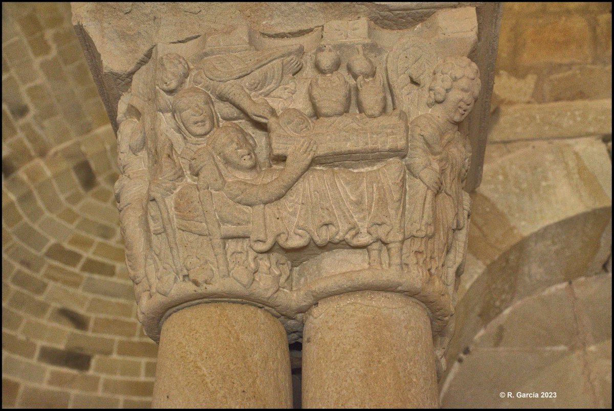 Monasterio de San Juan de Duero. Soria. Construido por la orden hospitalaria de San Juan de Acre. Capitel de la Natividad.
@LaHuellaRomnica @CantRomanica @aop_org