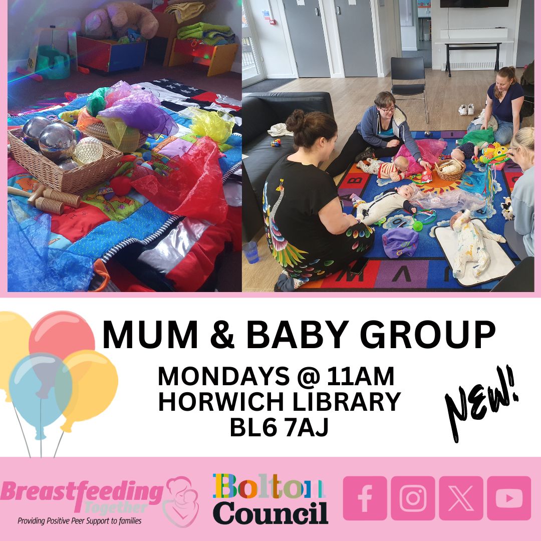 🎈We're so excited to see you there tomorrow!!! 💕NEW GROUP💕 Horwich Library! 11am- Mum and Baby stay and play, Breastfeeding Support on hand if you need it 💕 @horwichlibrary #stayandplay #peersupport #freegroup