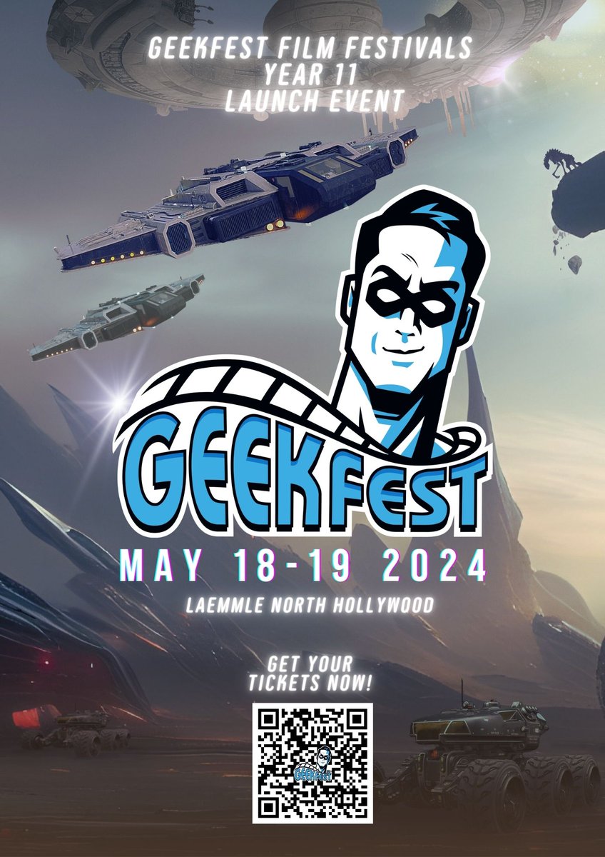 @GeekFilmFests Year 11
May 18-19 @noho7
Get your tickets NOW before they sellout! GeekfestFilmFest.eventbrite.com
Watch amazing genre shorts on the BIG SCREEN! #GeekFest #FilmFestival #LosAngeles #scifi #horror #fantasy #fanfilms