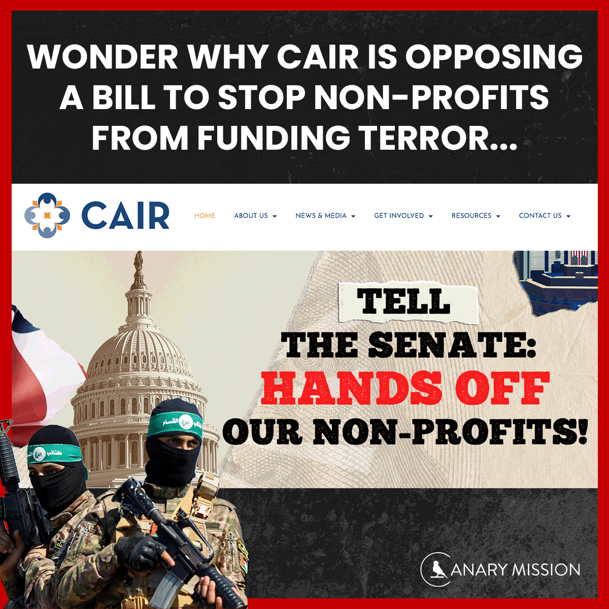 Hmmm, wonder why @CAIRNational is calling out all its supporters to lobby Congress against a bill that would allow @USTreasury to strip any nonprofit organization with links to terror orgs of their tax-exempt status. action.cair.com/a/reject-targe…