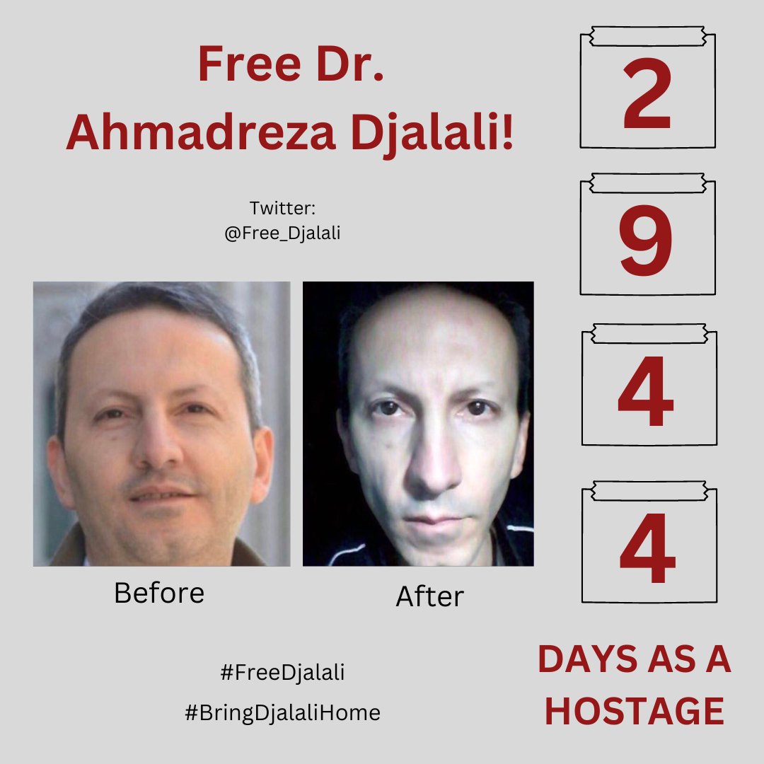 Today marks 2944 (!) days and over 8 years since Dr. Ahmadreza Djalali, Swedish and EU citizen, was arbitrarily detained and has been ever since held hostage in Iran. We demand his freedom and we demand the Swedish government to act NOW to #FreeDjalali and #BringDjalaliHome