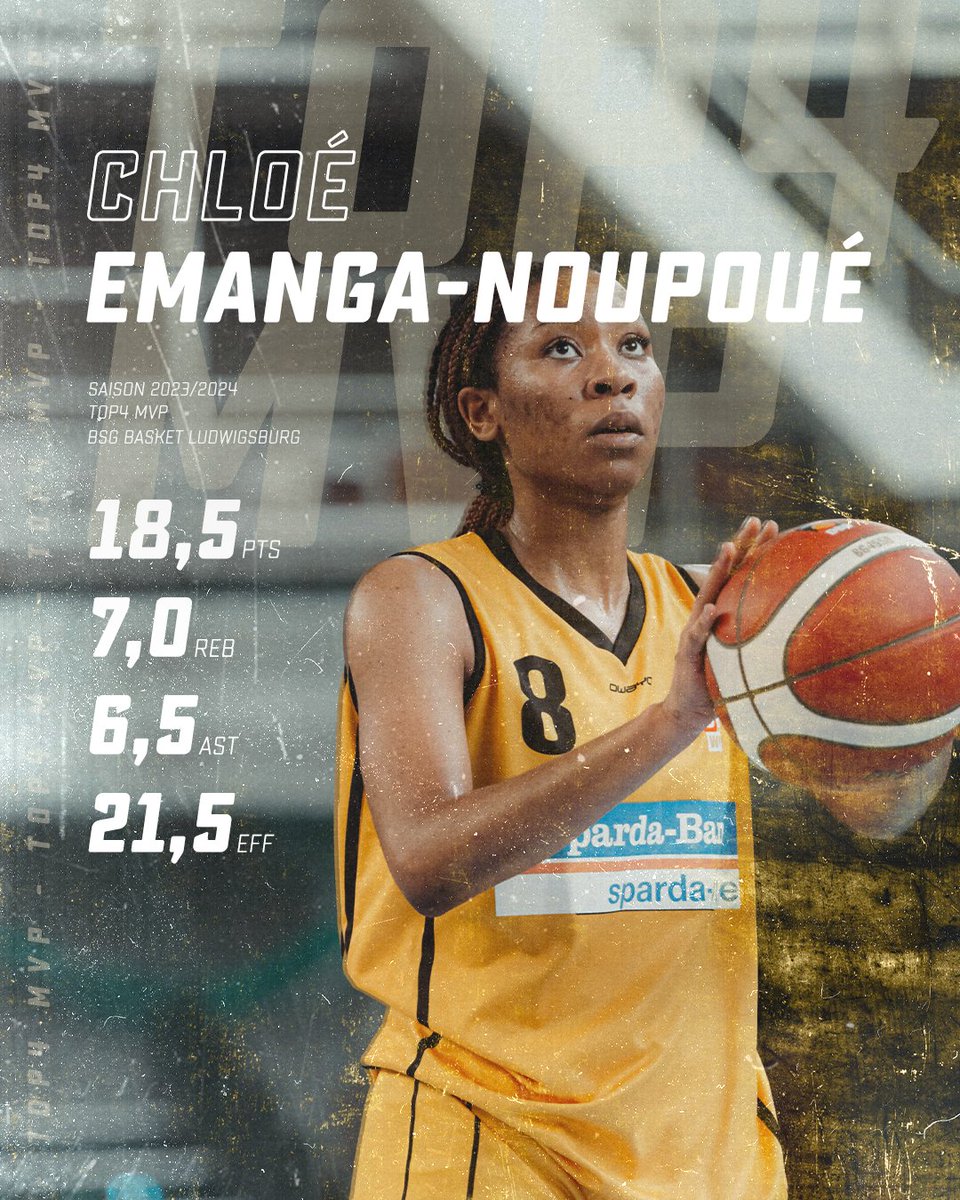 🗣️ TOP4 MVP Der MVP des TOP4 der WNBL 23/24 ist Chloé Emanga-Noupoué von der BSG Basket Ludwigsburg 👏 ••••• 🏀⚫️🔴🟡🔥 #KoerbeFuerD #WNBL #TOP4