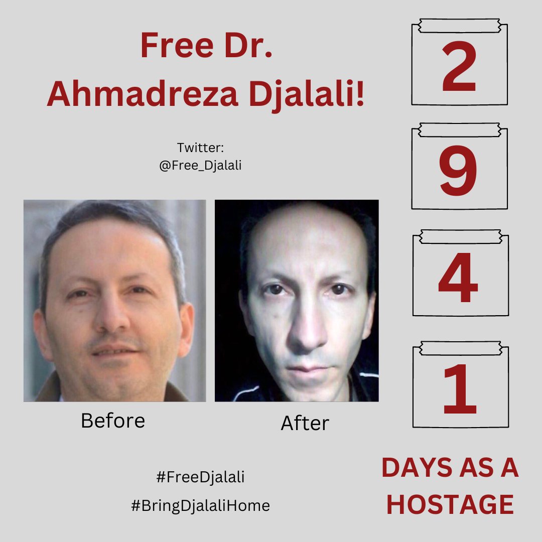 Today marks 2941 (!) days and over 8 years since Dr. Ahmadreza Djalali, Swedish and EU citizen, was arbitrarily detained and has been ever since held hostage in Iran. We demand his freedom and we demand the Swedish government to act NOW to #FreeDjalali and #BringDjalaliHome