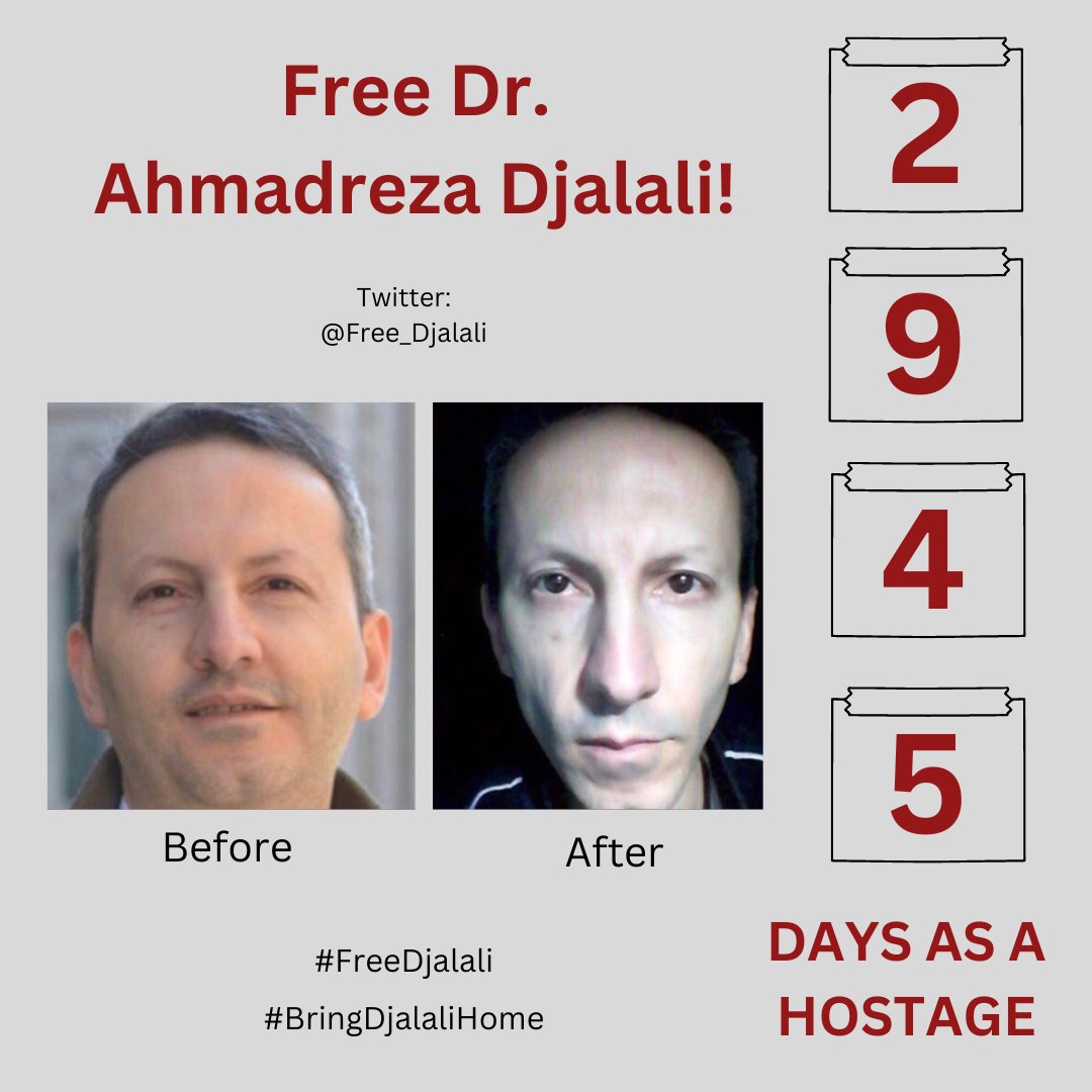 Today marks 2945 (!) days and over 8 years since Dr. Ahmadreza Djalali, Swedish and EU citizen, was arbitrarily detained and has been ever since held hostage in Iran. We demand his freedom and we demand the Swedish government to act NOW to #FreeDjalali and #BringDjalaliHome