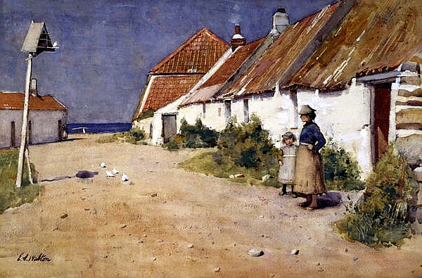 Seaside Cottages with Dovecote (from Barrhead, Renfrewshire, Scotland) by Edward Arthur Walton c. 1900 
Oil on Canvas 
(Art Gallery and Museum, Kelvingrove, Glasgow, Scotland)