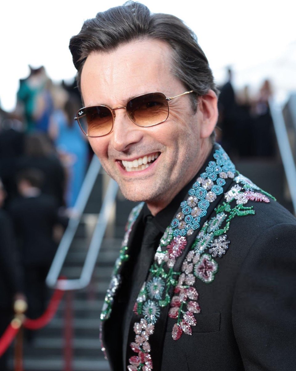 Mr #DavidTennant wearing my hand made crystal bespoke suit for the #bafta TV red carpet