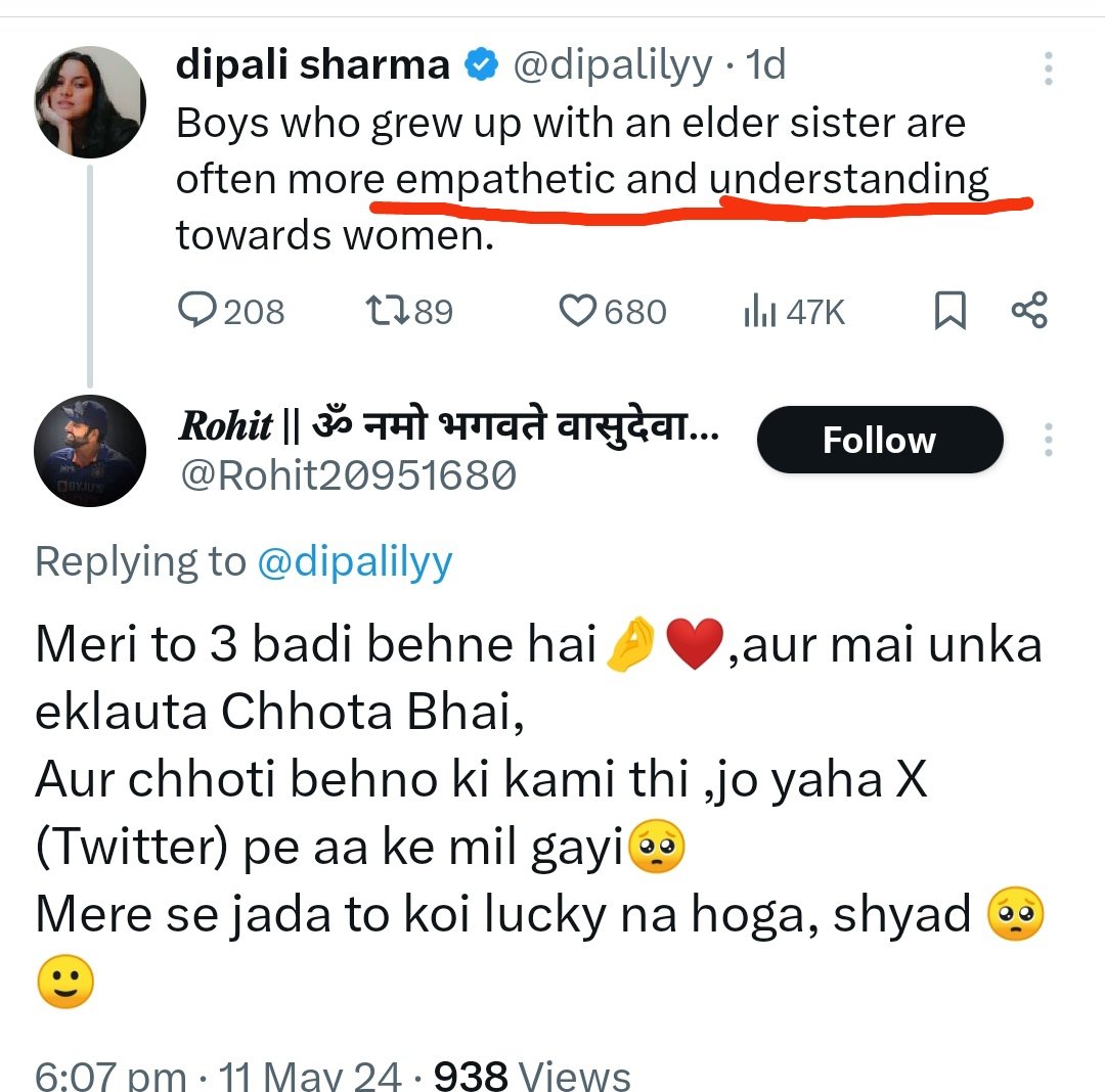 Empathy is also only for women. Here the context is,'Only few men are more empathetic towards women. Others need to improve.'

So, it's not just #1CroreAlimony demand, a huge empathy demand by women is also going on, while men do not get even 1/100 th of empathy from any woman or…