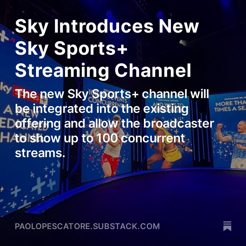 Sky marketing machine in full swing. Introducing SkySports+ a new channel that will launch in August ahead of new #EFL season @SkyUK @SkySports #SportsBiz #SportsBiz #MUNARS paolopescatore.substack.com/p/sky-introduc…