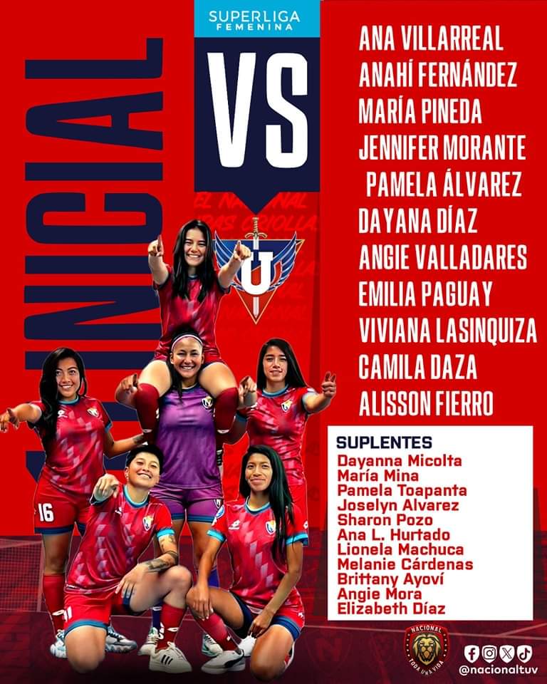 📋 El 11 inicial de Las Puras Criollas ❤️ para medirse ante su similar de las Guerreras Albas LDU ⚔️ 

 #ElMedioMasRojo #Superligafemenina