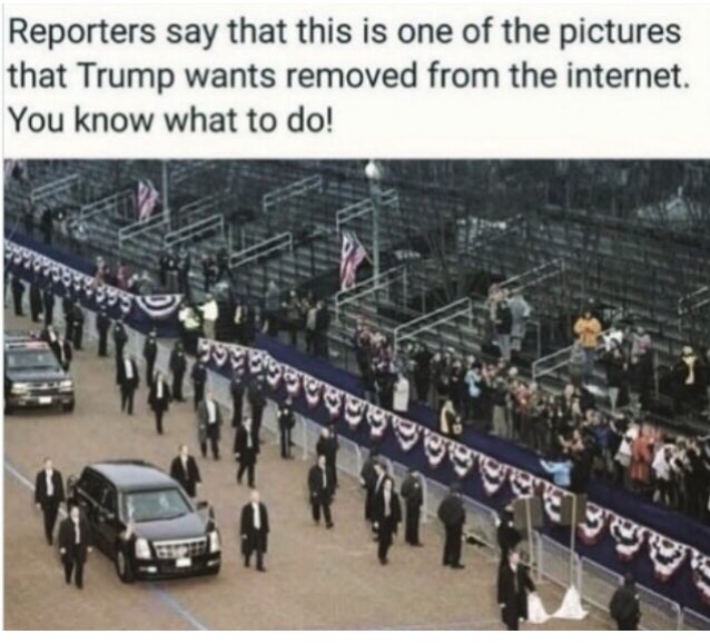 @OurShallowState Trump has a long history of doctoring crowd photos, starting with his own inauguration. He was furious that his inaugural crowd was a fraction of the size of President Obama’s. He ordered his people to artificially increase crowd size in official photos.
