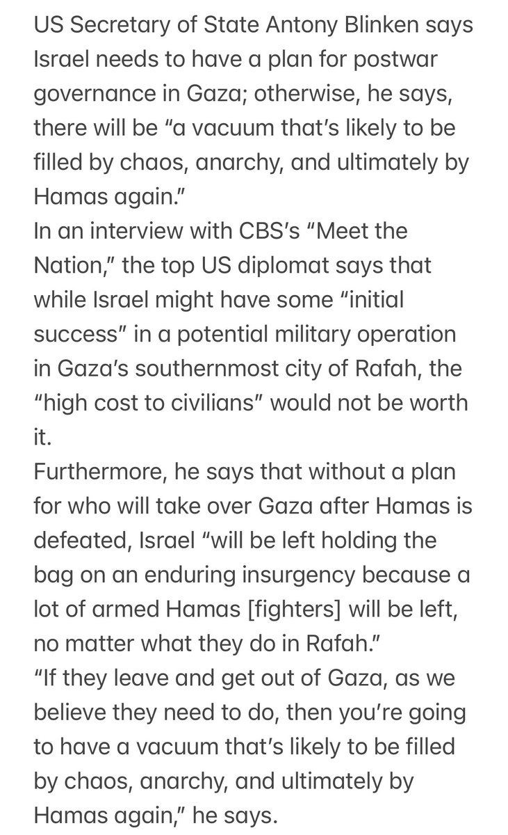 From @TimesofIsrael: Another faceplant from Team @JoeBiden as it tries to escape from disastrous arms embargo on Israel announced by @POTUS Thursday. First the @IDF has to win, has to destroy military capability of Hamas. @SecBlinken as confused as he was during Afghan debacle.
