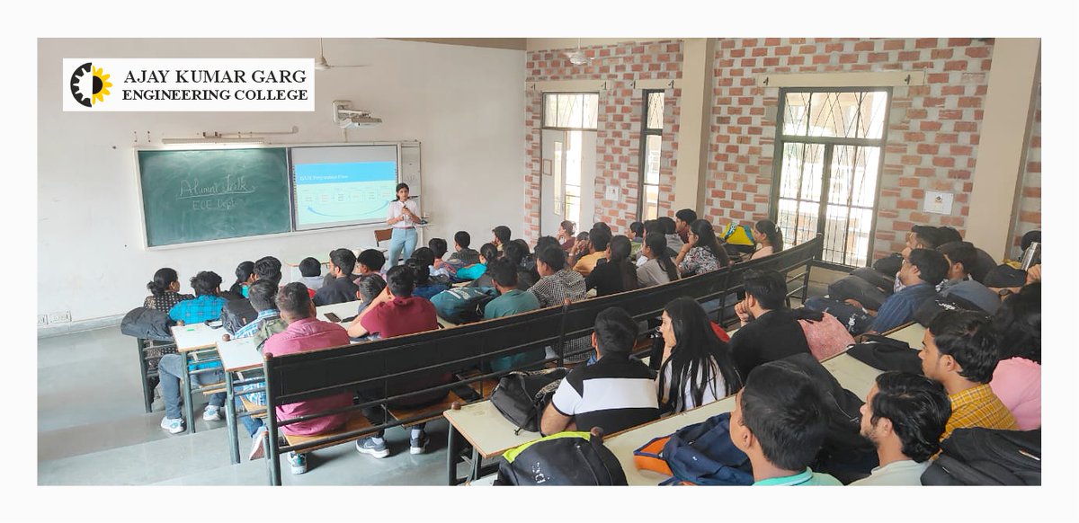 #AKGEC's #ECE Department hosted an #Alumni Talk by Aashi Gupta, a Senior SoC Design Verification Engineer at #NXPSemiconductors. Gupta discussed Electronics Engineering career paths and opportunities, encouraging interactive student participation. 
 #Expert #alumnitalks