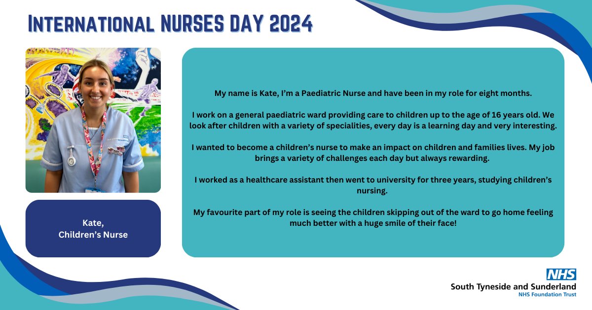 It's been great to mark #InternationalNursesDay today! We're still sharing the stories of some of our nurses, who have told us all about their roles 🎉💙

Next up, we say hello to Kate 👋

#TeamSTSFT