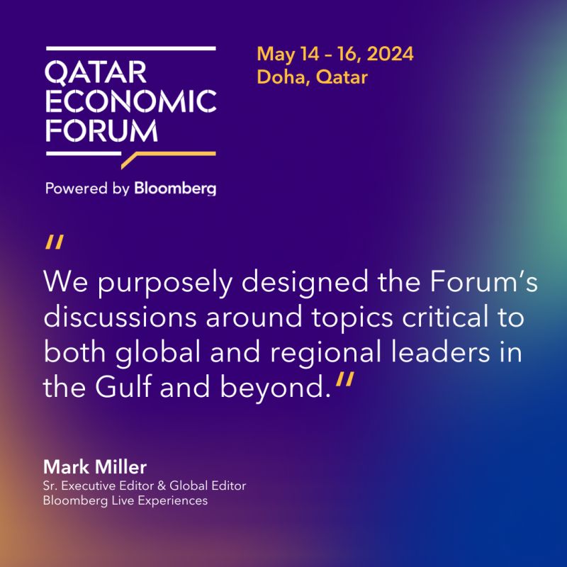 TUESDAY: The fourth annual Qatar Economic Forum returns to Doha. Join us for news making conversations with a goal of exploring the issues driving global boardroom conversations. For information on how to watch the livestream: 📺bloom.bg/3UVzRoU #QatarEconomicForum