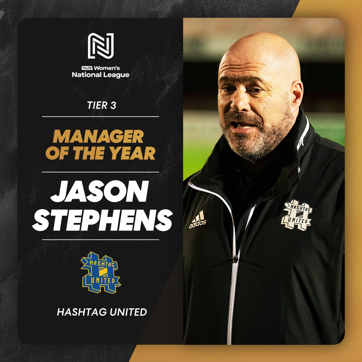 Premier Division Manager of the Year 🏆 Jason Stephens – Hashtag United #FAWNLAwards | @hashtagutdwomen