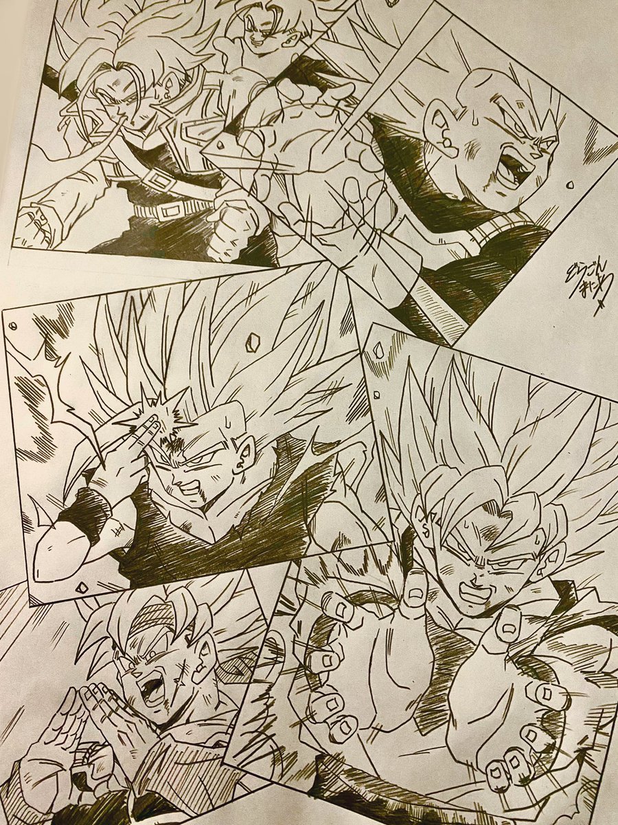 dramani5958's tweet image. 他人の技を使いこなすサイヤ人の落書き。