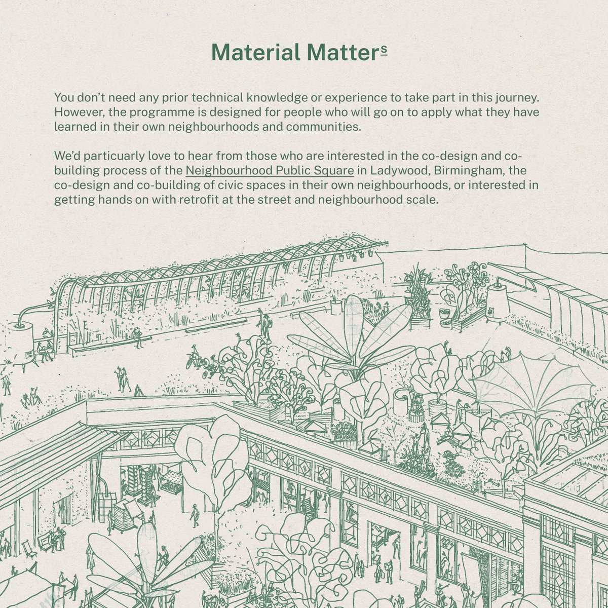 “Whenever we build, we either contribute to or counteract dominant processes of change.” —Material Cultures APPLY: bit.ly/MaterialMatterS