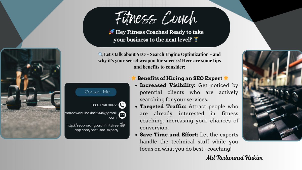 🚀 Hey Fitness Coaches! Ready to take your business to the next level? 🏋️‍♂️ 🔍 Let's talk about SEO - Search Engine Optimization - and why it's your secret weapon for success! Here are some tips and benefits to consider Given On Comment Box #FitnessCoach #PersonalTraining #SEOtips