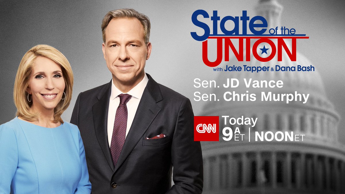 TODAY on #CNNSOTU w/ @DanaBashCNN: ➡ @JDVance1 ➡ @ChrisMurphyCT ➡ @FEMA_Deanne ➡ PANEL: @AshleyrAllison, @ScottJenningsKY, @SenScottBrown and @FinneyK Tune in on 📺 @CNN, 🌎🌍🌏 @cnni, @StreamOnMax, 🎧📻 @Audacy, @tunein, @SIRIUSXM Ch. 116 & 🖥️💻📲…