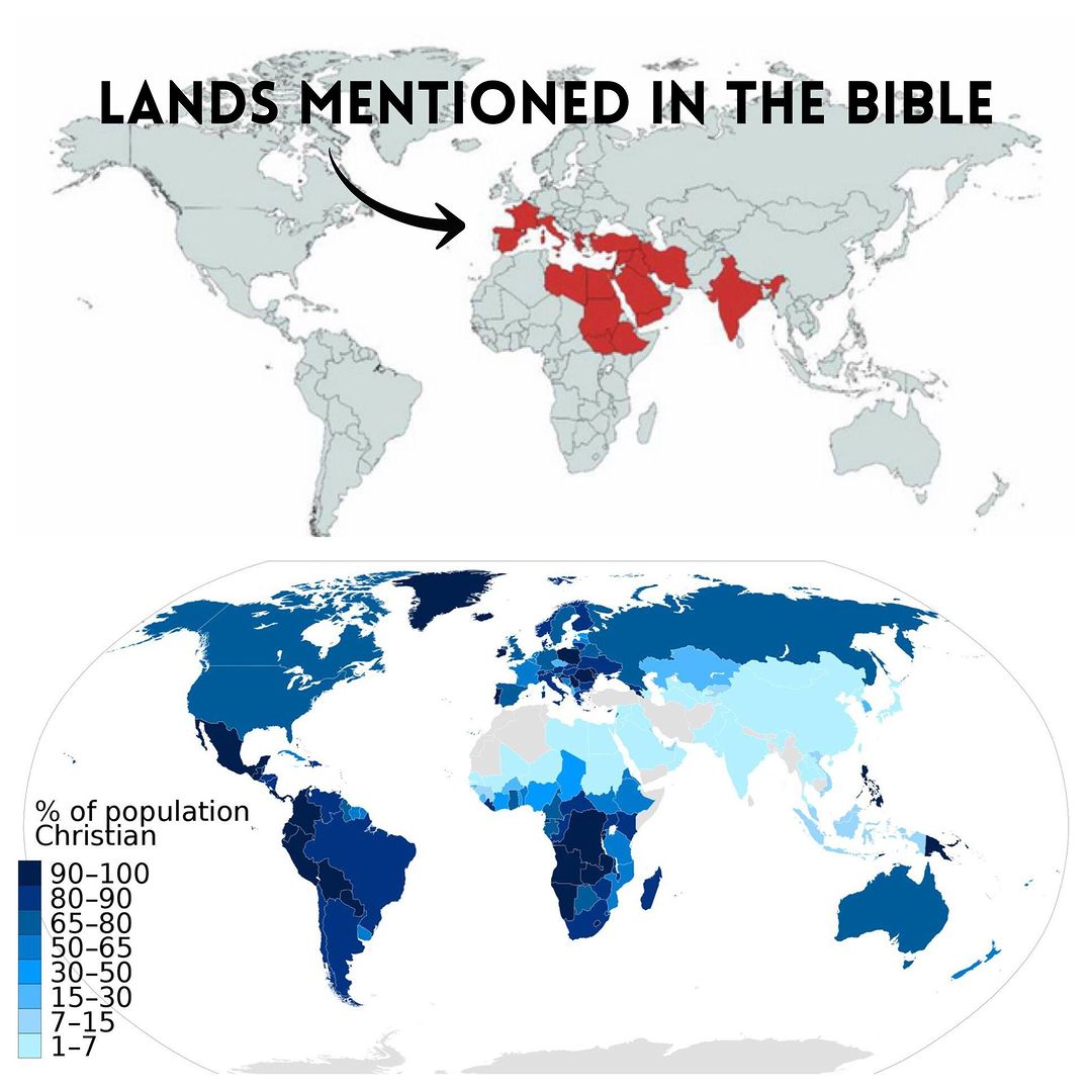Lands mentioned in the Bible 🆚 % of Christians