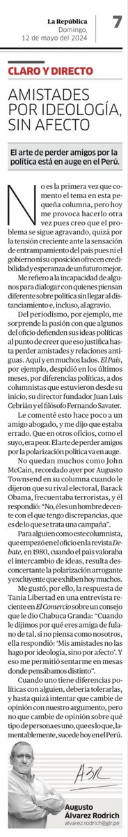 Mi columna de hoy en @larepublica_pe