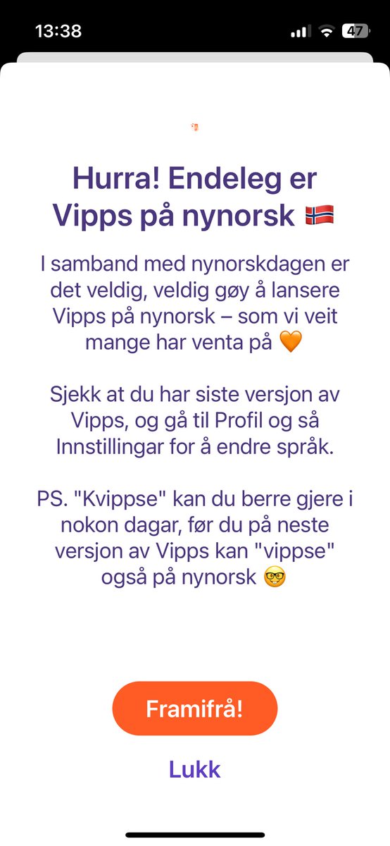 snubletunge's tweet image. Jau, stas. #Vipps #nynorsk