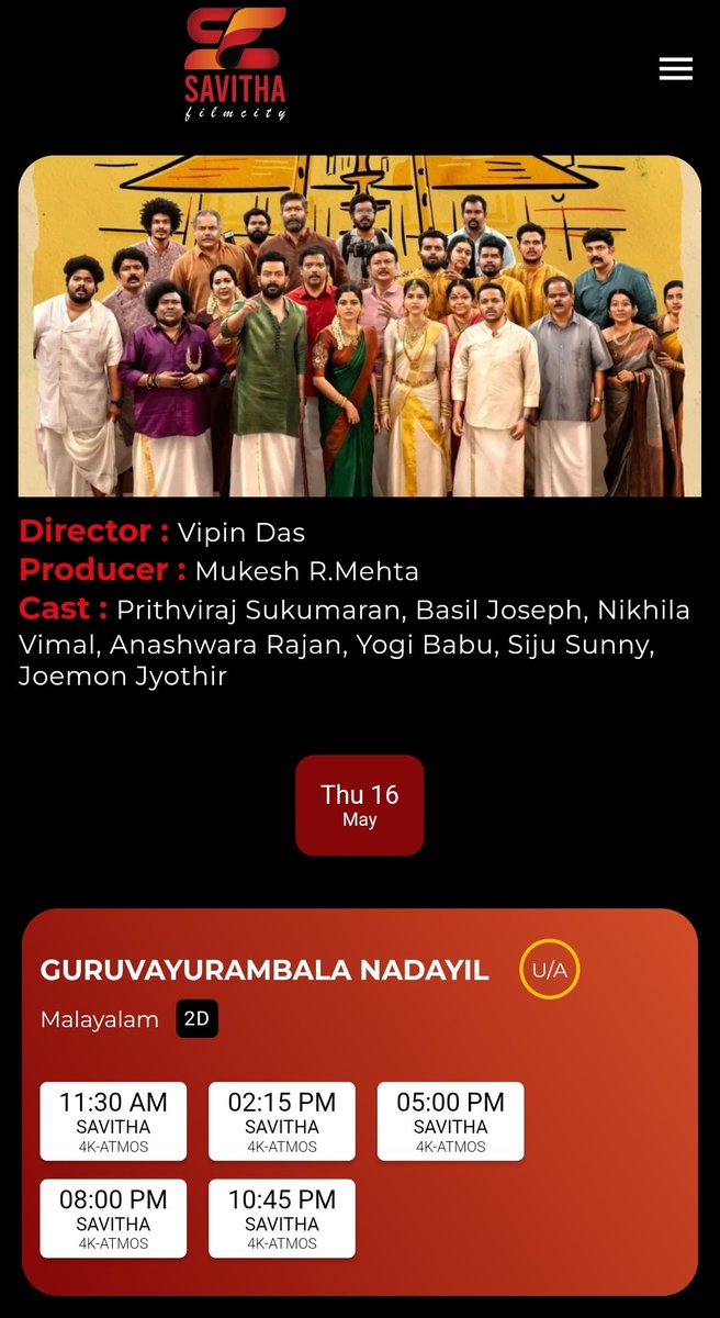 #GuruvayoorAmabalaNadayil booking opened @ Kannur #SavithaFilmCity & #LibertyCinemas #Prithviraj