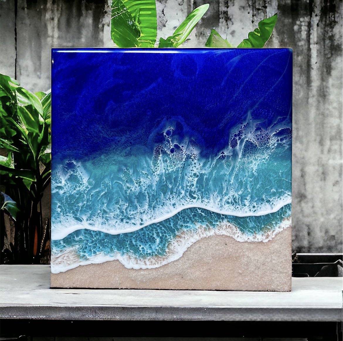 How to draw waves with acrylic paint / Blue sea and sky