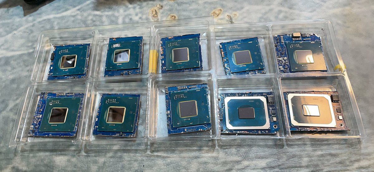 Grocery for sale: 
1. Intel Core m3-8114Y ES CPU
2. Marvell Thunder X3 CN11060 ARM CPU - LGA4077
3. Intel DG1 Xe MAX ES GPU Core
4. Intel DG2 ARC A350M ES GPU Core
5. Intel LakeField Core i5-L16G7 CPU