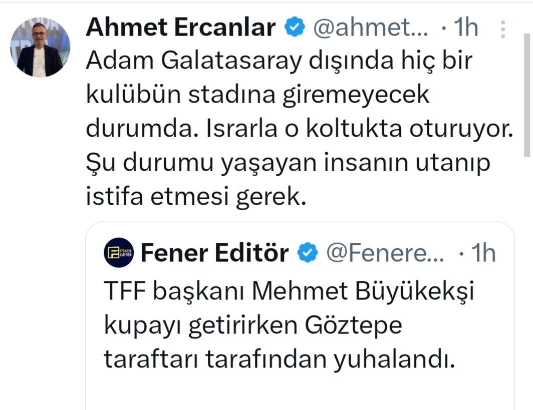 Bu akşam tüm stad Ali Koç istifa diye bağırdığı zaman, 'Şu durumu yaşayan insanın utanıp istifa etmesi gerek' diyebilecek kadar delikanlı olacak mısın, Ahmeeet ?