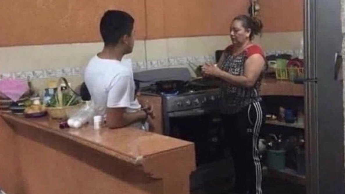 Boys: We don't gossip 

Also, them with their mom in the kitchen