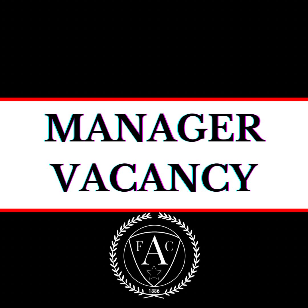 🆕 | Ashfield F&AC have now began our search for the next Management Team to take our historical club forward. We request contact being made directly with our Chairperson Paul Maxwell via e-mail to maxwell_19_84@hotmail.co.uk with your CV & covering letter required. ⚫️⚪️🔴
