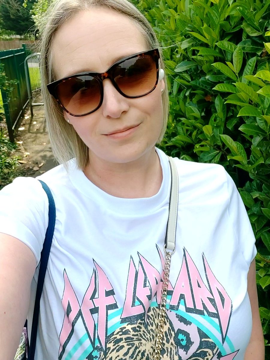Been out for a walk to the shops and weather is lovely. Now back and chores to do before some revision and then kids home 😊 (another new tee too purely because I love 'pour some sugar on me' and like 'let's get rocked' 😄