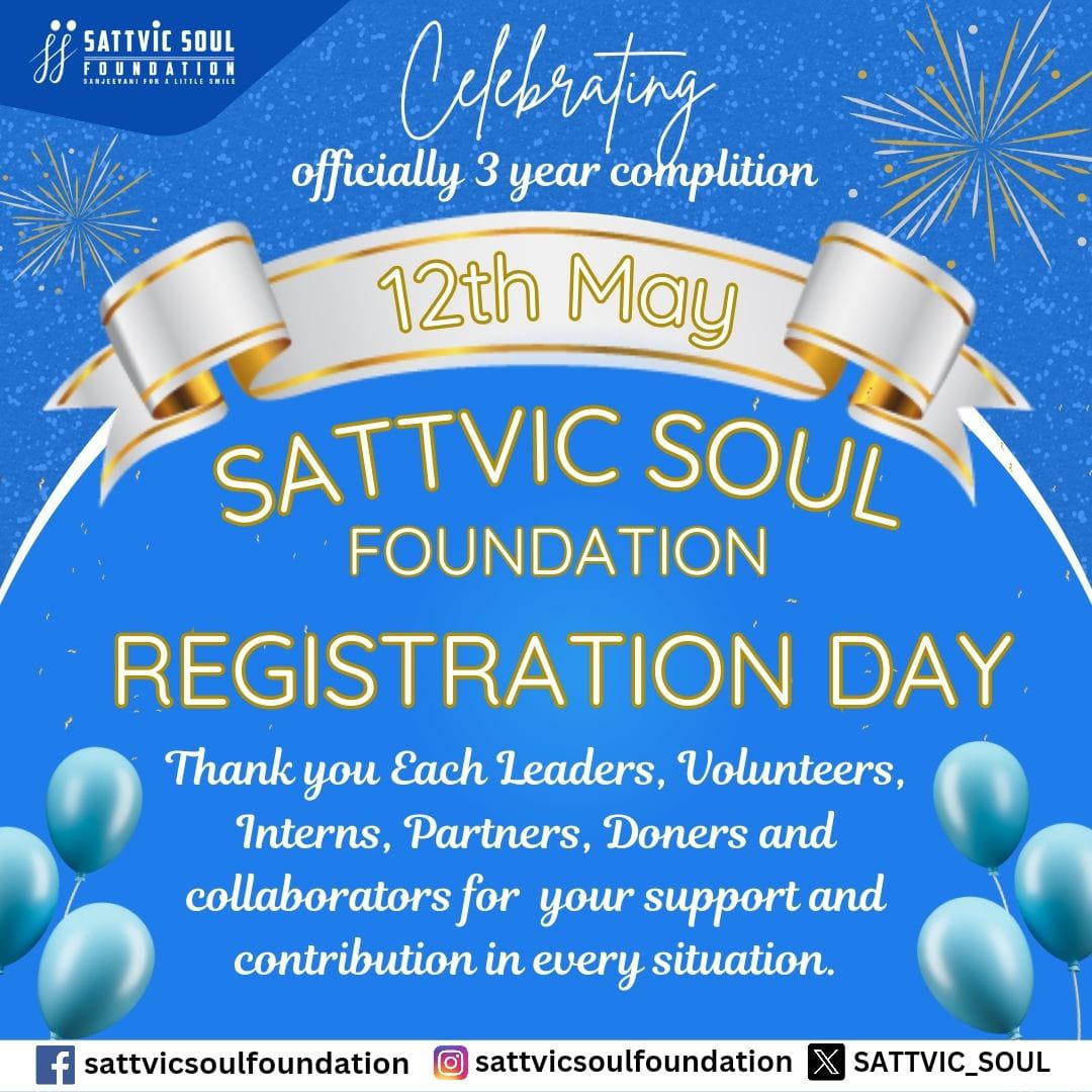 Celebrating our Sattvic Soul Foundation - Registration Day 🎉 🎊 In this auspicious day we thanking heartily to each individuals, Leaders, volunteers, members, interns, Donors, partners & collaborators for unconditional support and contributions. ♥️🌱 Thank you 🙏🏼🇮🇳