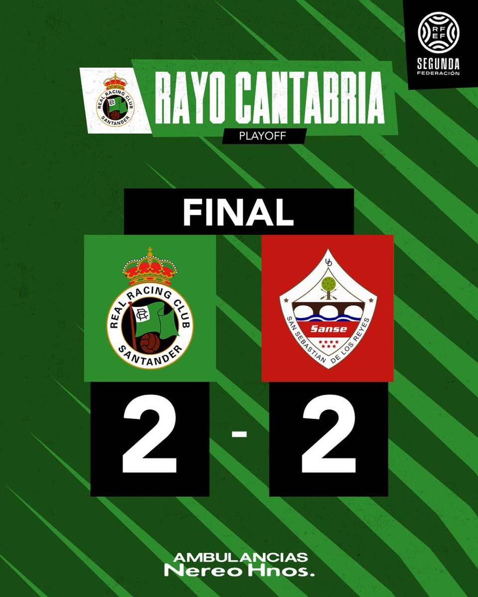 ⏹️ FINAL Rayo Cantabria 2-2 @UDSanse (🎯 @daaniigonzalez8 y @dieguitocg10) 📆 Playoff de ascenso a Primera Federación #️⃣ #SegundaFederación