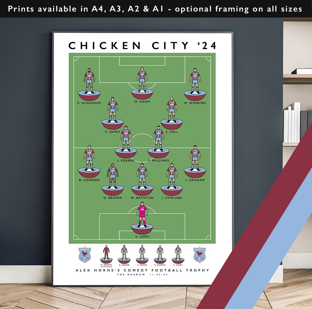 Amazing day at The Meadow yesterday for Alex Horne's Comedy Football Trophy 2024 Prints at the ground sold out fast, but are still available here (with 50% of proceeds going to @cheshamutdfc): matthewjiwood.com/alex-horne/chi… A superb performance from Chicken City @AlexHorne