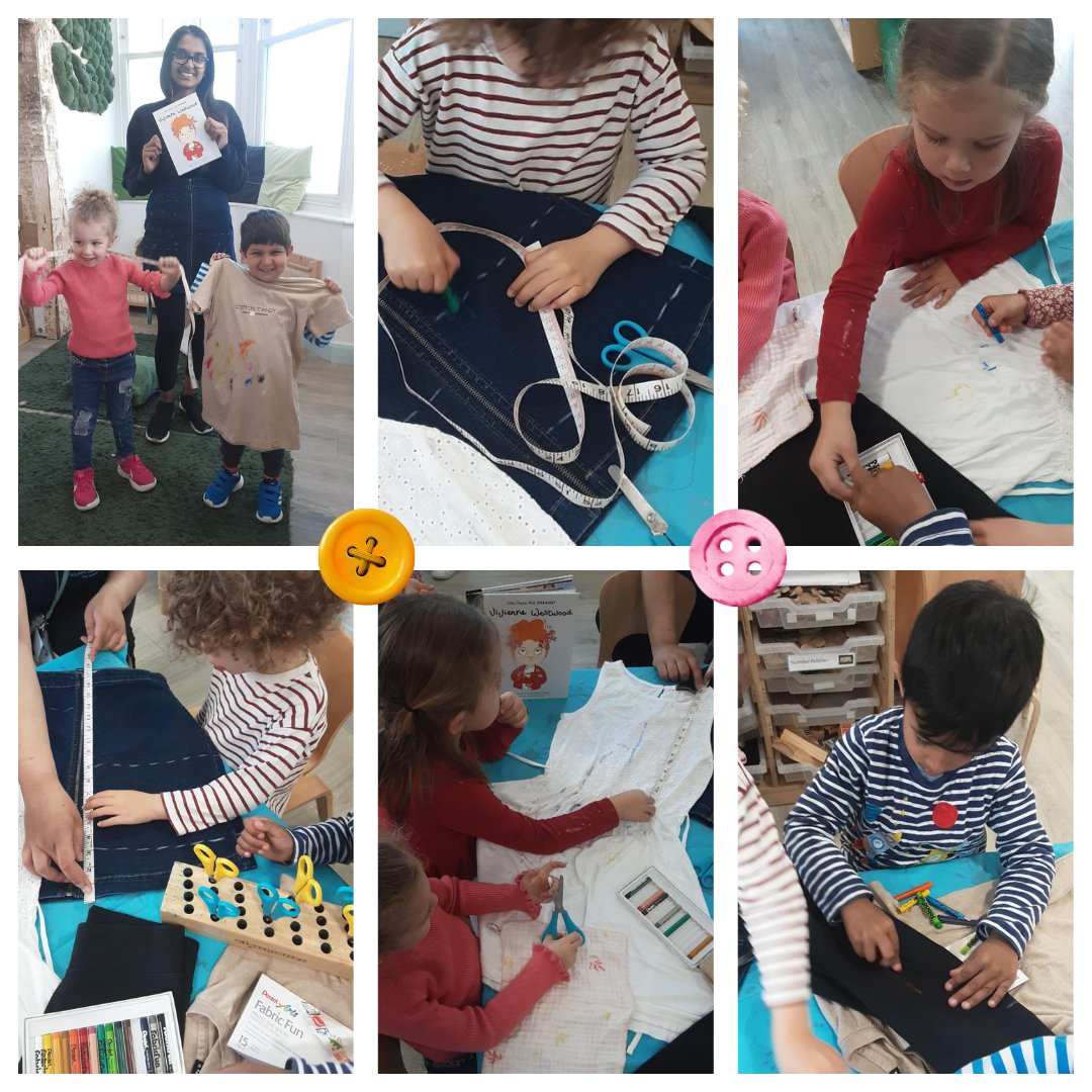 ✂️🖌To finish our Artist of the Month series (the stylist Vivienne Westwood), #Pre-schoolers used scissors to make new clothes from old ones which included drawing some fantastic designs using clothing paints and crayons. ✂️🖌