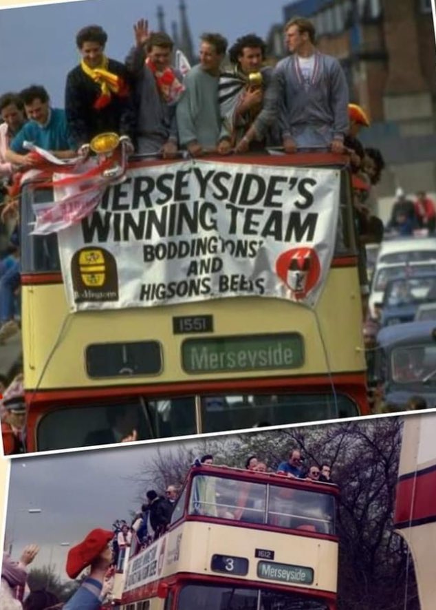 38 years ago today, Everton had an open top bus parade through the city celebrating winning nothing 🤣🤣🤣

Behind Liverpool’s 2 buses with the league and fa cup, Peter Reid wouldn’t get on, Graham Sharp moaned as all Ev had were warm cans of Skol and no toilet 🤣