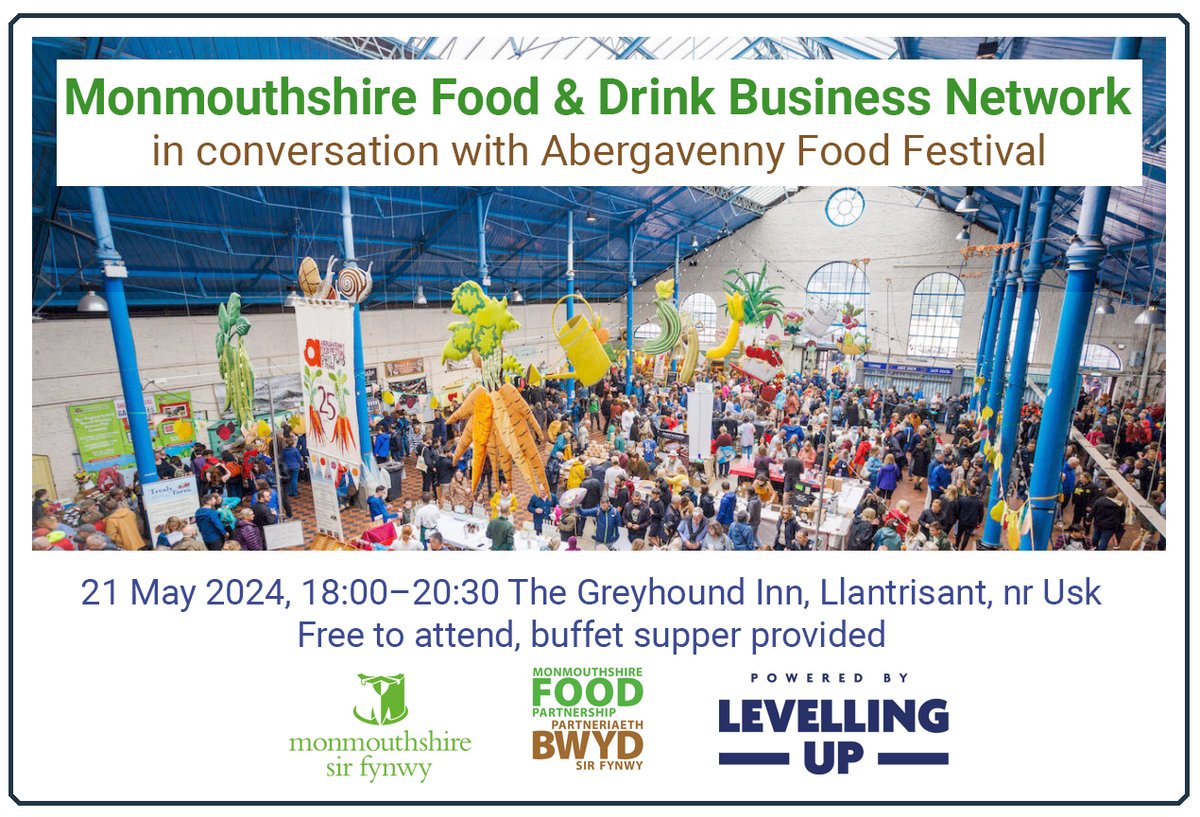 Monmouthshire Food & Drink Business Network in conversation with Abergavenny Food Festival 21 May 2024, 18:00–20:30 The Greyhound Inn, Llantrisant, nr Usk Free to attend, buffet supper provided forms.office.com/e/tZP1HubUDS 📸Tim Woodier @afoodfestival @FoodSirFynwy